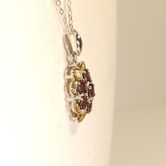 Zircon Red Zircon 14k YG Pendant Necklace ITALY Chain - Picture 8 of 11